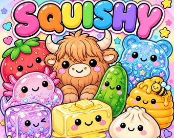 It's Squishy Coloring Book: Adorable Gummy Bears, Animals, Pretzels (Digital Download)