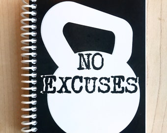 NO EXCUSES (Black) - TrainRite Compact Fitness Journal