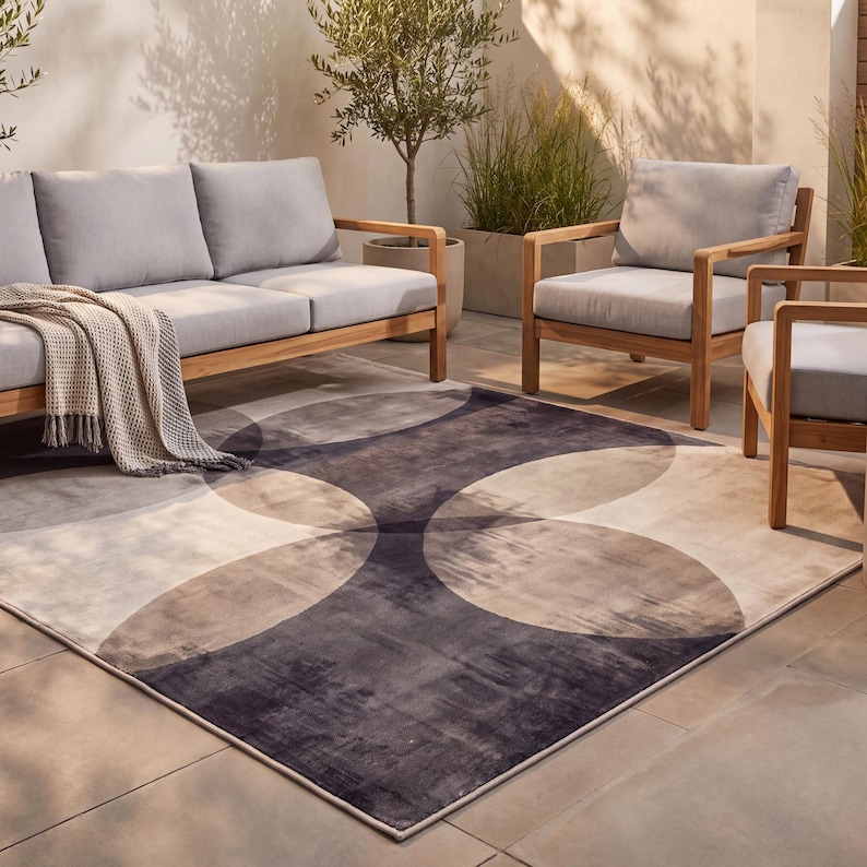 Gray Mesh Pattern Area Rug Fennel2 Grey Geometric Area Rug and Runner, Modern Low Pile Rug - Etsy