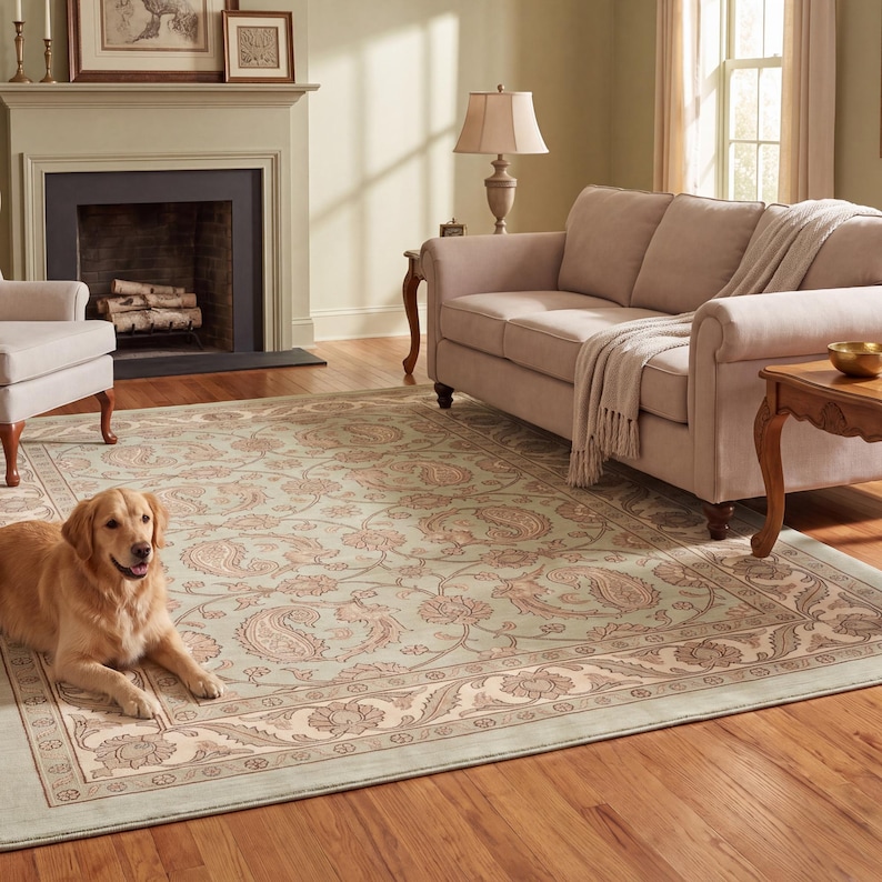 Home Rug Gold Gold Floral All Over Floral Area Rug and Runner Rug, Soft Low Pile ...