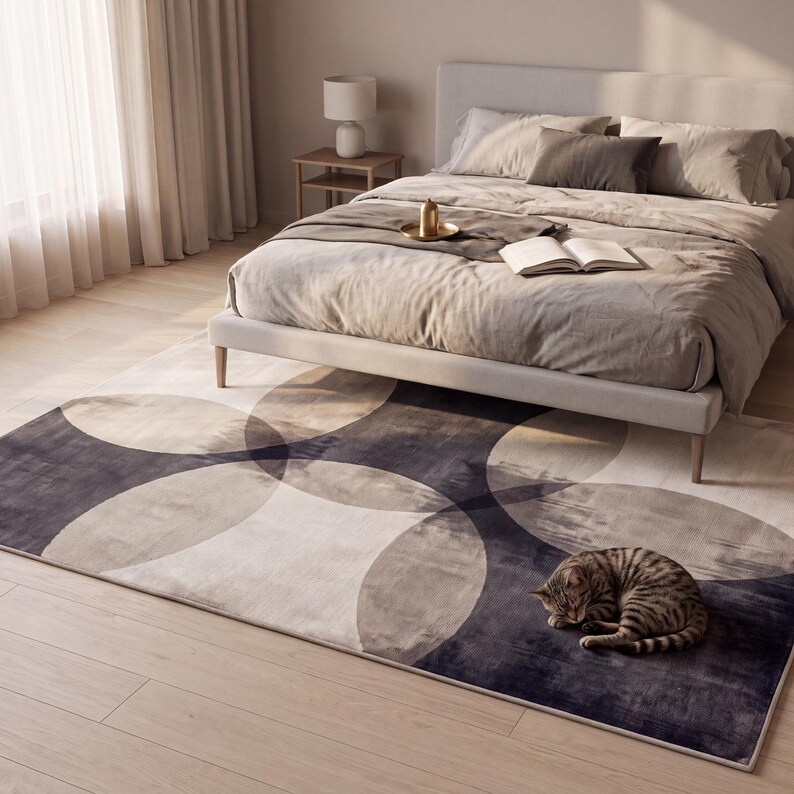Gray Mesh Pattern Area Rug Fennel2 Grey Geometric Area Rug and Runner, Modern Low Pile Rug - Etsy