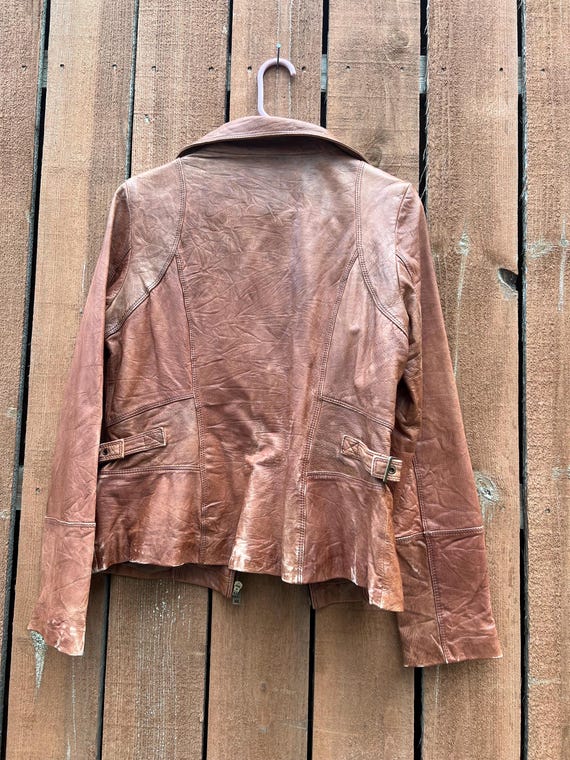 Distressed Vintage Brown Leather Jacket by Andrew… - image 2