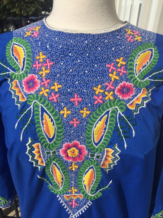 Mediterranean Blue Mu Mu Embroidered House Dress Maxi Dress Midcentury  Kaftan - Etsy Israel