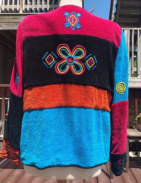 90s Soft Oversized Sweater Jacket Mirrors Spirals… - image 3