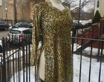 Black and Gold Brocade Velvet Semi Sheer Tunic Dress - Etsy Black and Gold Brocade Velvet Semi Sheer Tunic Dress - Etsy