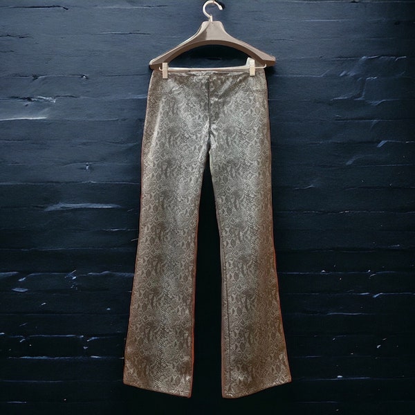 Silver Metallic Snake Skin Print Pants by Paris Blues Jeans 90s