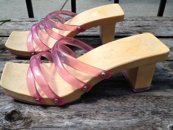 pink plastic heels