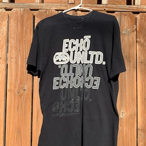 Ecko Unltd Black T-Shirt White Grey Print