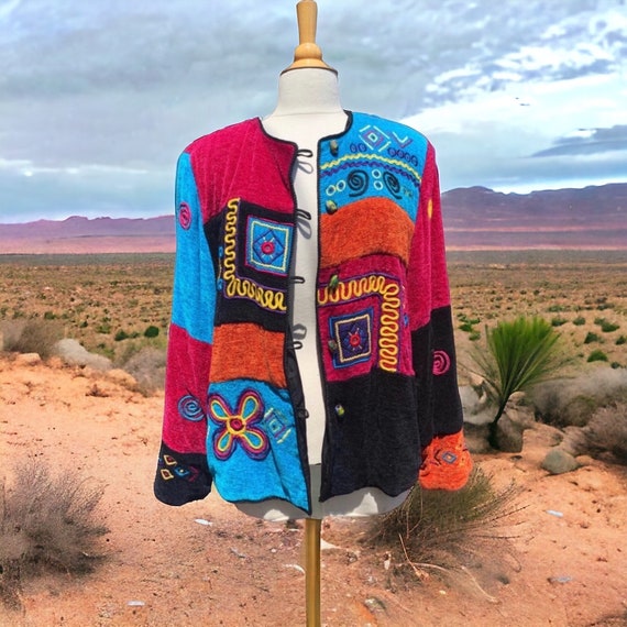 90s Soft Oversized Sweater Jacket Mirrors Spirals… - image 1