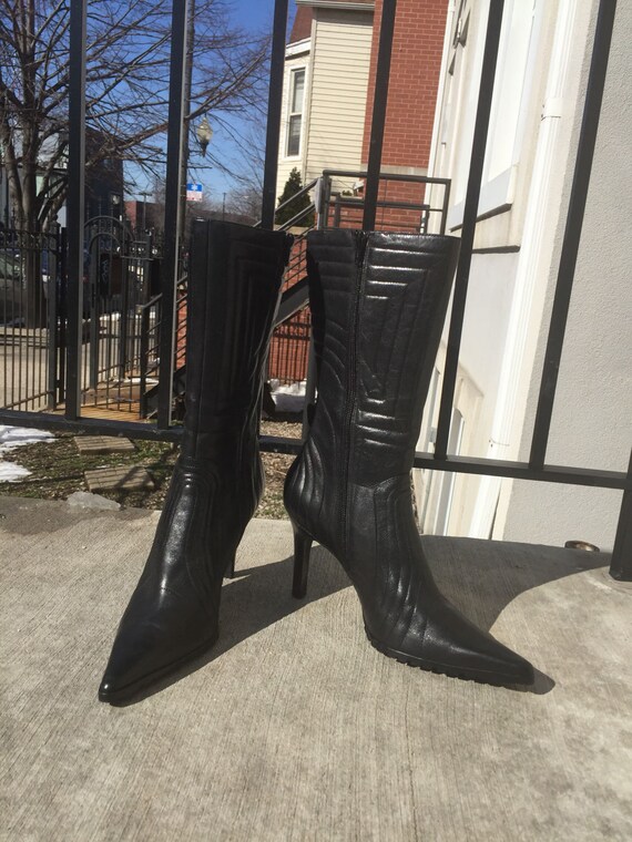 nine west black leather boots