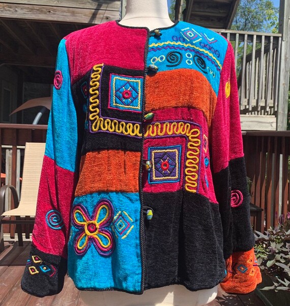 90s Soft Oversized Sweater Jacket Mirrors Spirals… - image 2