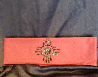 Zia on Maroon Bandana with Black Austrian Crystals (Sku9702)