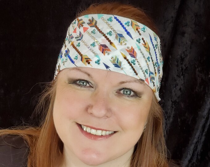 LeeAnnette Arrow Bandana with Multi-colored Swarovski Crystals (Sku4070)