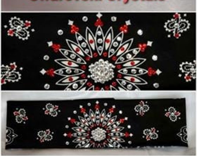 Black Paisley With Red and Diamond Clear Swarovski Crystals (Sku1927)