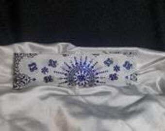 LeeAnnette White Paisley with Blue and Diamond Clear Swarovski Crystals (Sku4085)