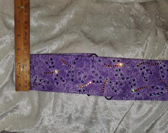 Narrow Purple Dragonfly Bandana with Purple and Aurora Borealis Austrian Crystals (Sku1261)