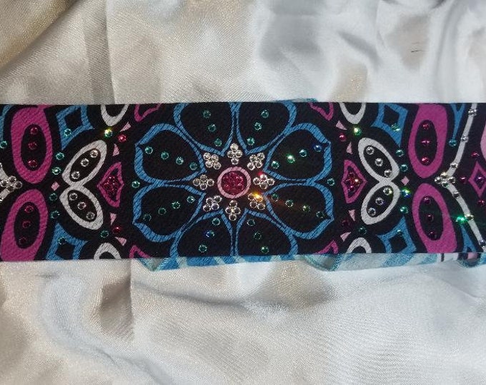 Blue Fuchsia Flower with Fuchsia, light Turquoise and Diamond Clear Austrian Crystals (Sku1120)