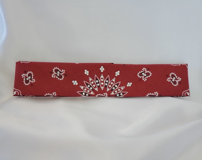 Bargain Maroon Bandana with Diamond Clear Crystals (Sku8042)