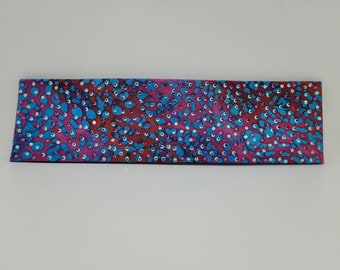 LeeAnnette Blue and Pink Tie Dye Paisley with Fuchsia, Aqua and Purple/Red Shimmer Crystals (4976)