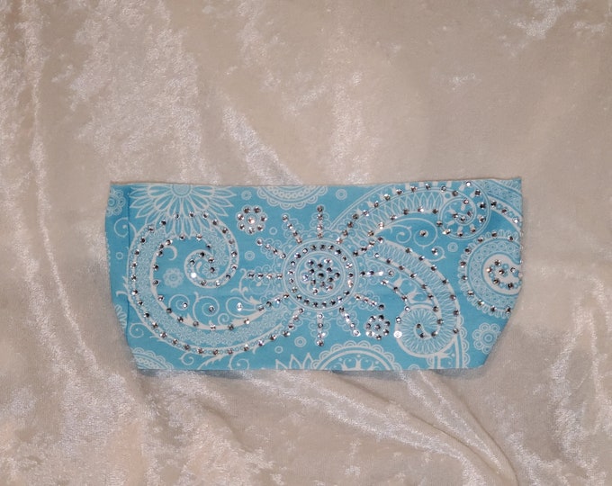 Stretchy Light Blue Sun Spiral Headband with Clear Crystals (Sku5046)