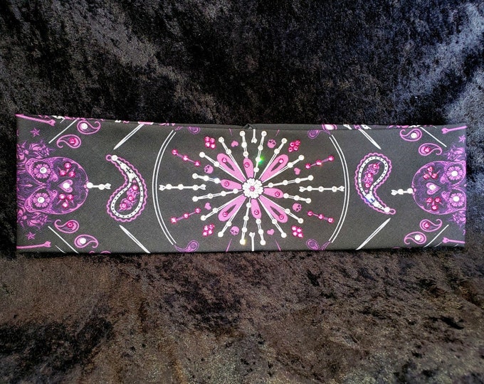 Ride Hard Bandana with Red, Black, Yellow and Diamond Clear Austrian Crystals (Sku1601)