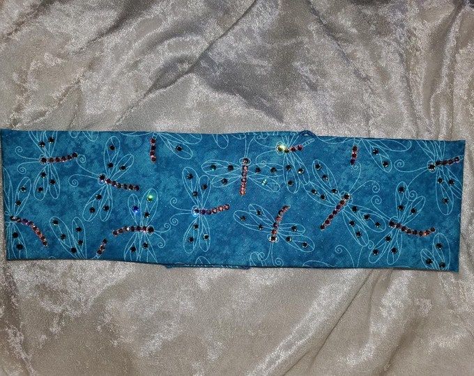 Blue Dragonfly Bandana with Light Blue and Aurora Borealis Swarovski Crystals (Sku1262)