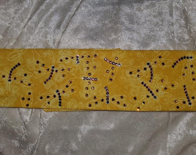 Yellow Dragonfly Bandana with Aurora Borealis and Yellow Swarovski Crystals (Sku1264)