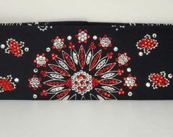 LeeAnnette Black Paisley with Red and Diamond Clear Swarovski Crystals (Sku4078)