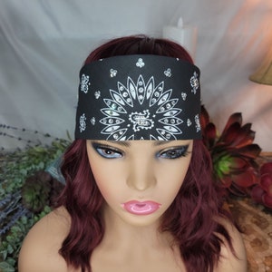 Bargain Black Paisley Bandana with Diamond Clear Crystals (Sku8082)