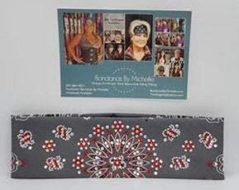 LeeAnnette Charcoal Paisley with Red and Diamond Clear Swarovski Crystals (Sku4511)