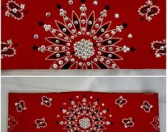 Red Paisley with Diamond Clear Austrian Crystals (Sku2104)