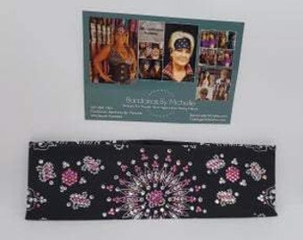 LeeAnnette Black Paisley with Pink and Diamond Clear Crystals (Sku4086)