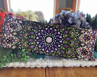 LeeAnnette Green Indian with Lavender, Aurora Borealis and Peridot Austrian Crystals (sku4453)