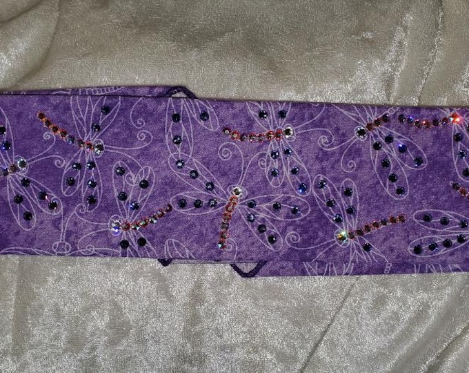 Purple Dragonfly Bandana with Purple, Aurora Borealis and Diamond Clear Austrian Crystals (Sku1260)