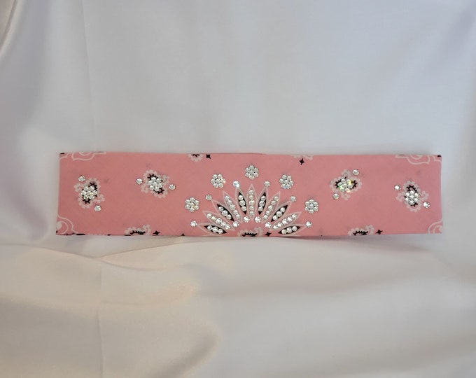 Narrow Light Pink Paisley with Diamond Clear Swarovski Crystals (Sku2152)