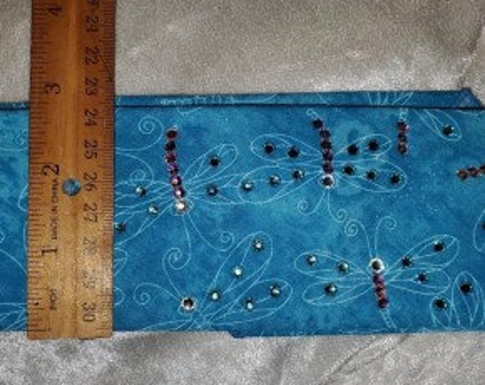 Narrow Blue Dragonfly Bandana with Light Blue and Aurora Borealis Swarovski Crystals (Sku1263)