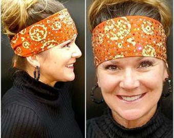 LeeAnnette Rust Batik with Orange and Diamond Clear Swarovski Crystals (Sku4650)