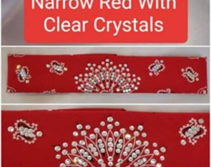 Narrow Red Paisley with Diamond Clear Swarovski Crystals (Sku2103)