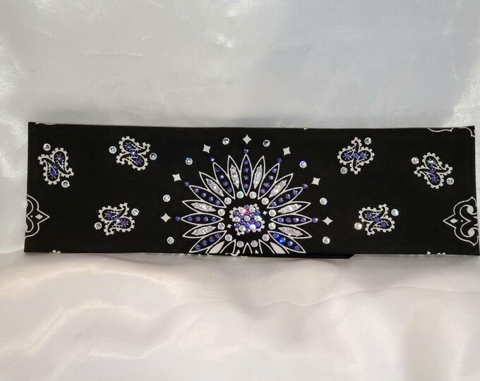 Black Paisley With Light Purple and Diamond Clear Swarovski Crystals (Sku1939)