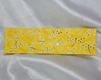 Yellow Dragonfly with Diamond Clear and Aurora Borealis Austrian Crystals (Sku1265)