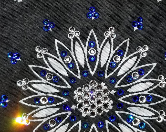 Black Paisley with Blue and Diamond Clear Austrian Crystals (Sku1900)