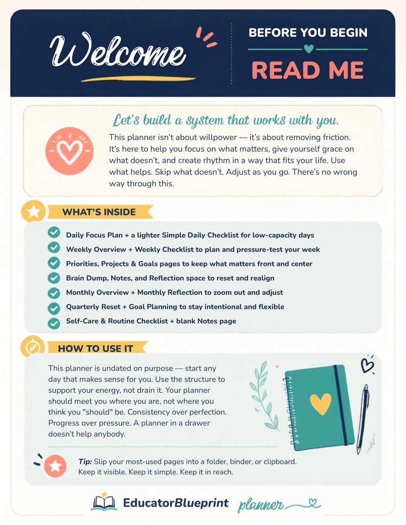 ADHD Focus Planner | Undated Daily Weekly Productivity System (PDF ...