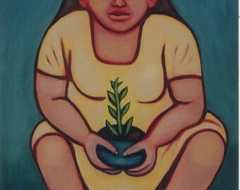 Small Blue Pot, Sophia Rosenberg art, card or print