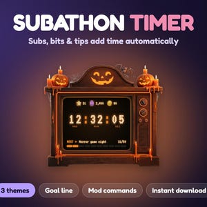 Twitch 用サブスクライバーマラソンタイマーウィジェット、アニメーション付き 3D レトロ TV カウントダウンオーバーレイ、サブスクライバービットチップの時間自動追加、StreamElements OBS