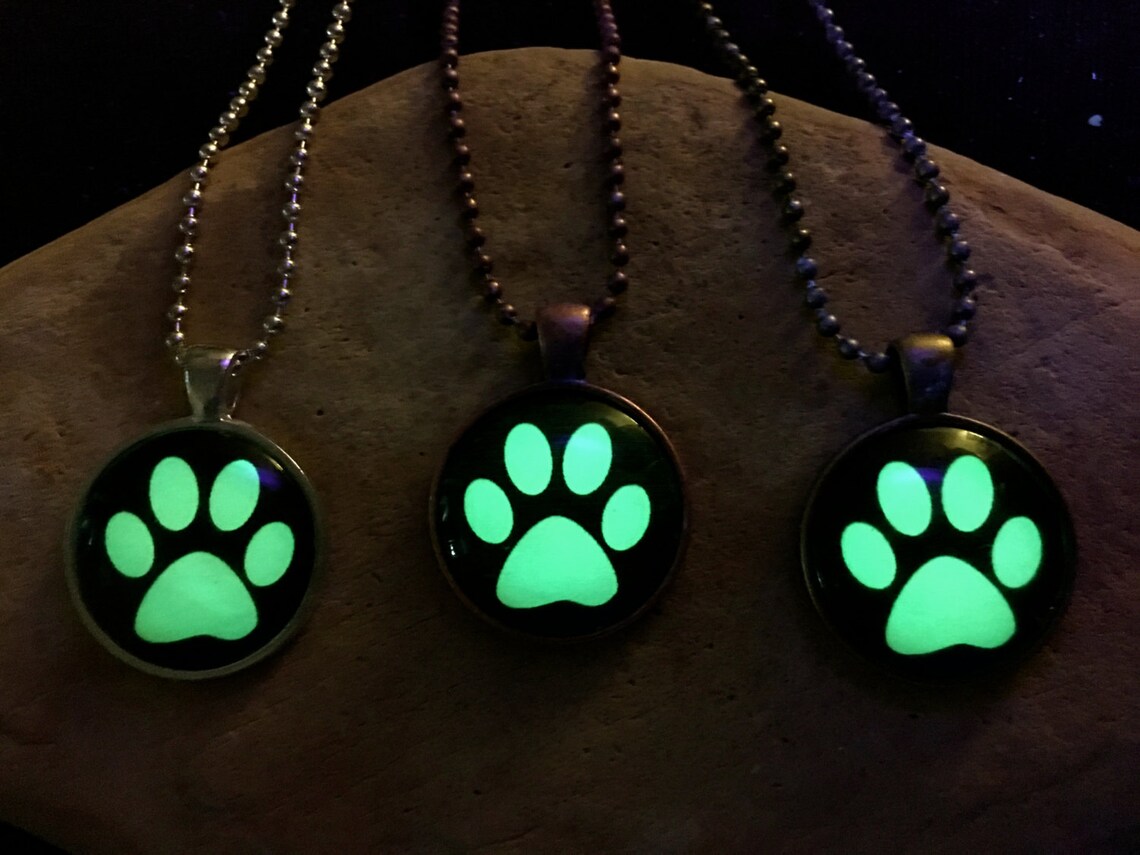 A PAW PRINT On Your HEART Necklace-Glow in the Dark Paw | Etsy