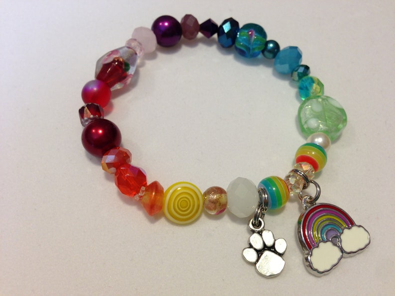 Rainbow Bridge Beaded Bracelet With Rainbow Charm and Rainbow Etsy