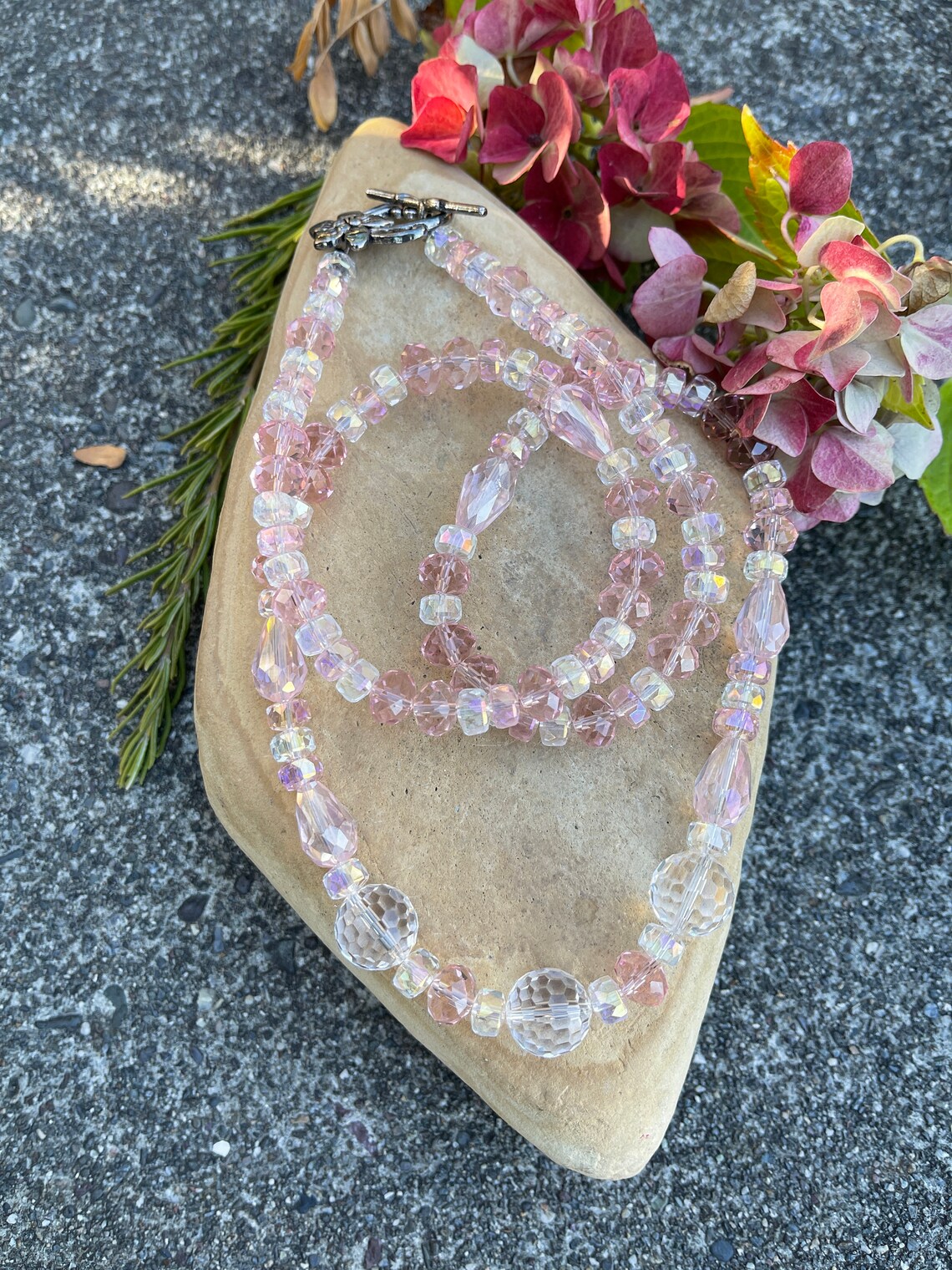 PINK CRYSTAL NECKLACESophisticated Soft Pink & Clear Crystal Etsy