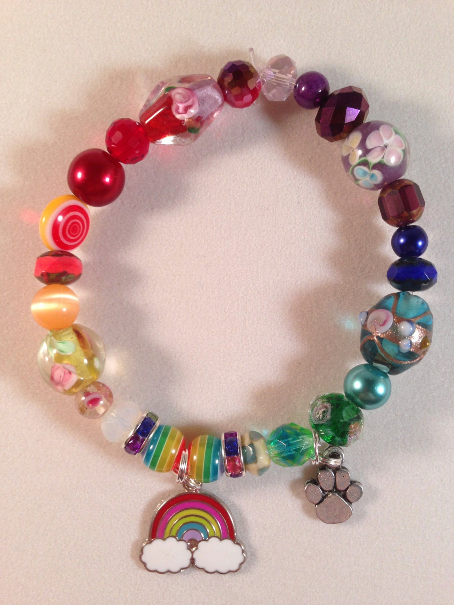 Rainbow Bridge Beaded Bracelet With Rainbow Charm and Rainbow - Etsy