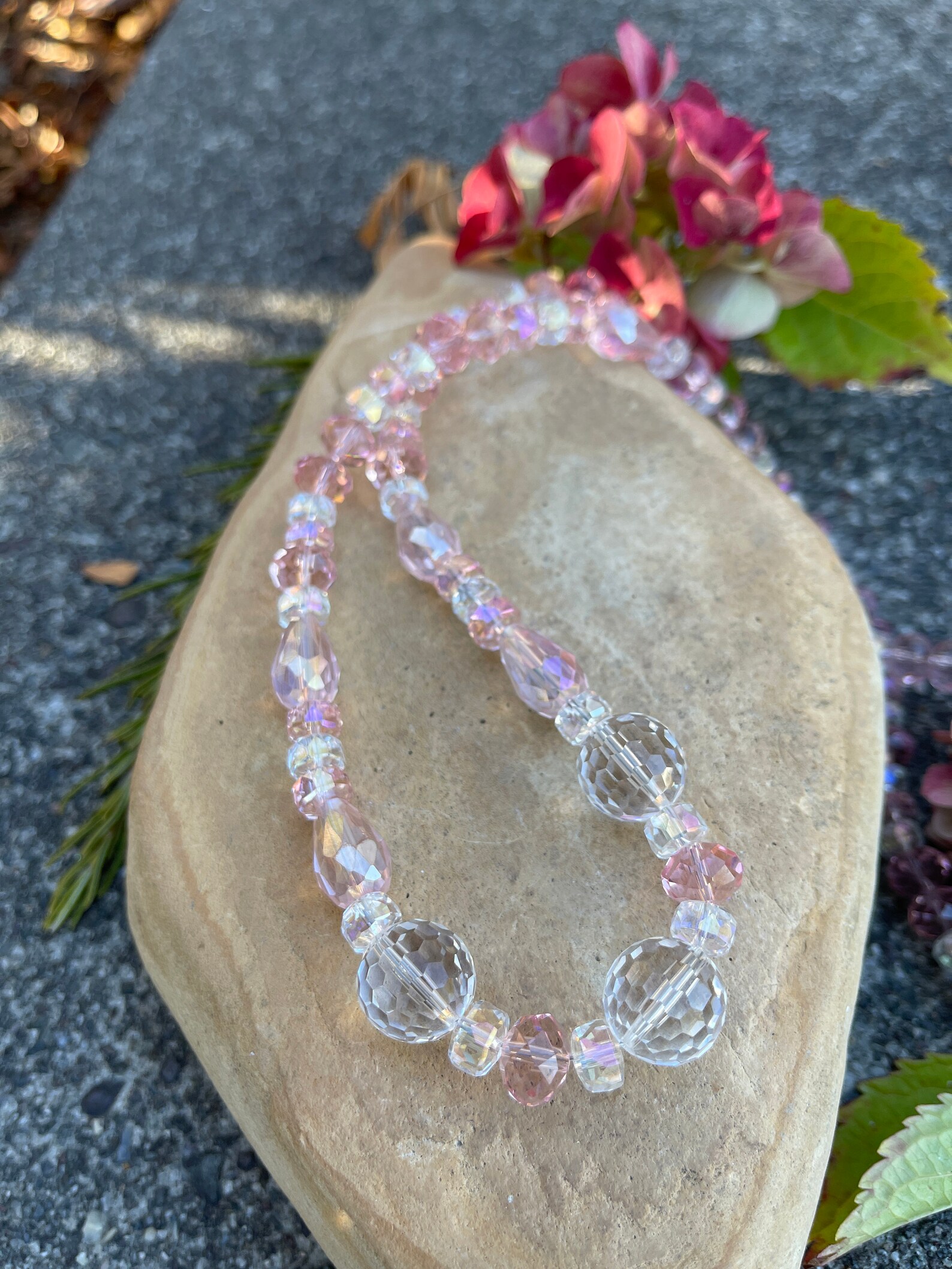 PINK CRYSTAL NECKLACESophisticated Soft Pink & Clear Crystal Etsy