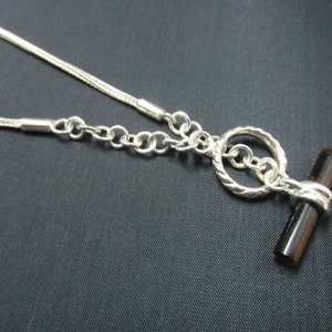 Sterling Silver 2mm Box Chain Toggle Necklace 21.5 Inch with Tiger Eye, Lapis Lazuli, Black Agate, Red Agate